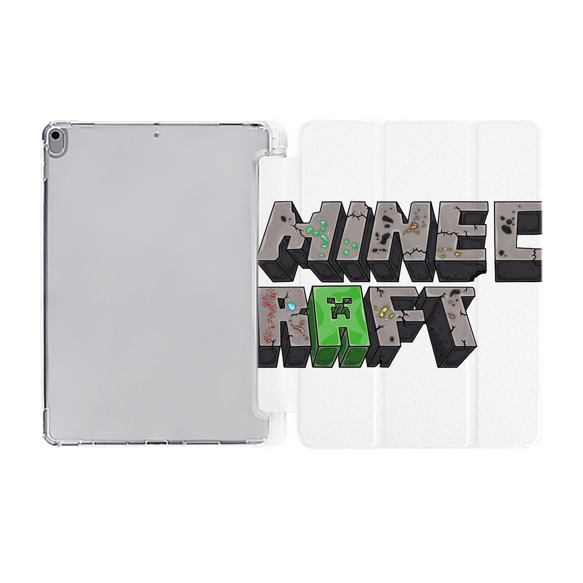 （画像用） マインクラフト ブロックの世界 Minecraft MC Block world IPad ケース ペン収納付き 三つ折りスタンド PUレザー×シリコン 対応機種9.5/10.5/10.9インチ